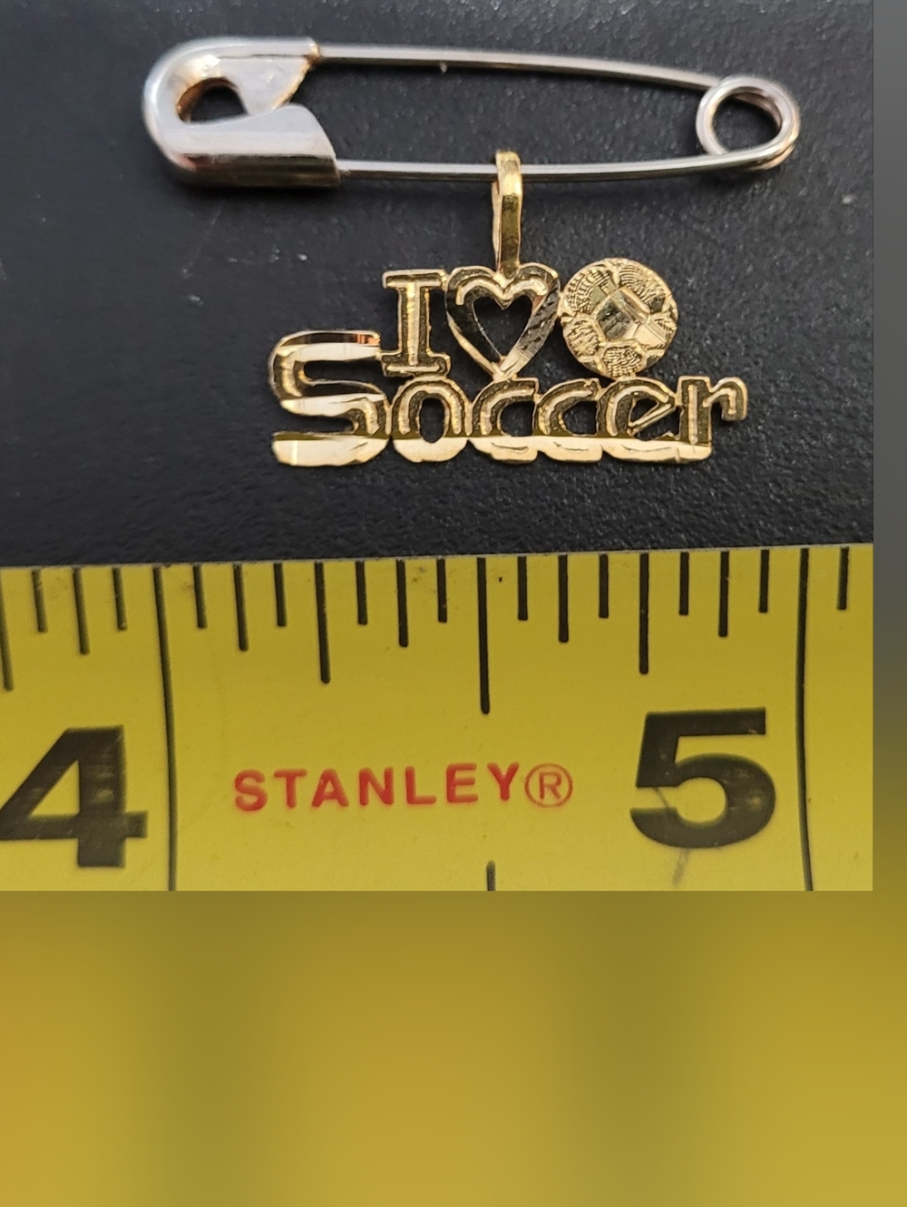 Gold "I ♥ Soccer" Charm Pendant